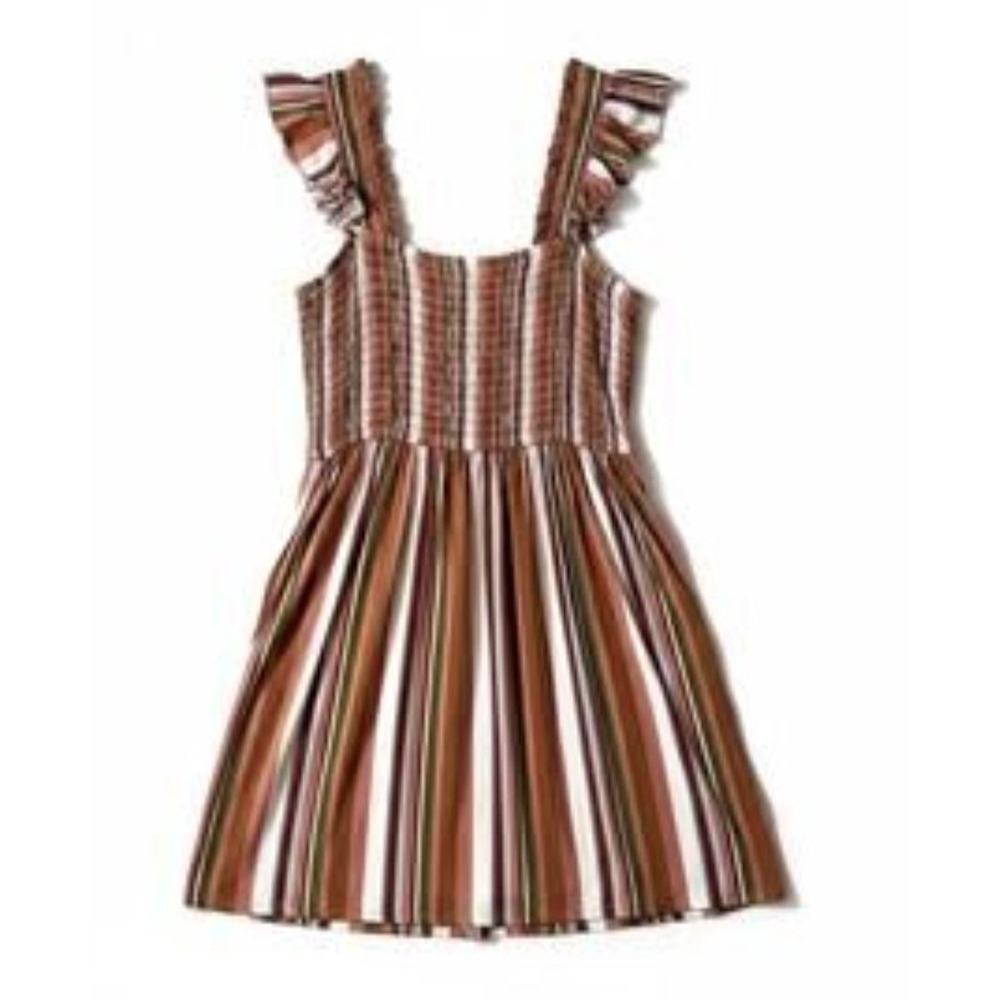 Nordstrom Womens Multi Stripe Smocked Bodice Flutter Sleeve Modal Blend Dress 3X